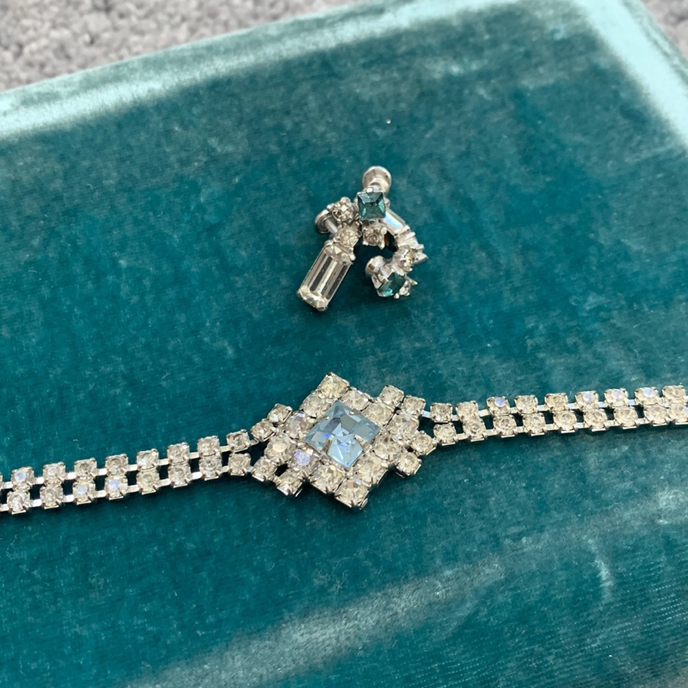 Vintage Rhinestone necklace and earring SET